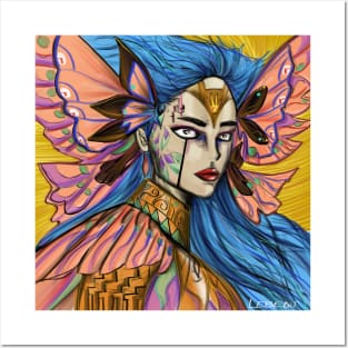 butterfly kawaii mexican fairy woman art ecopop Posters and Art